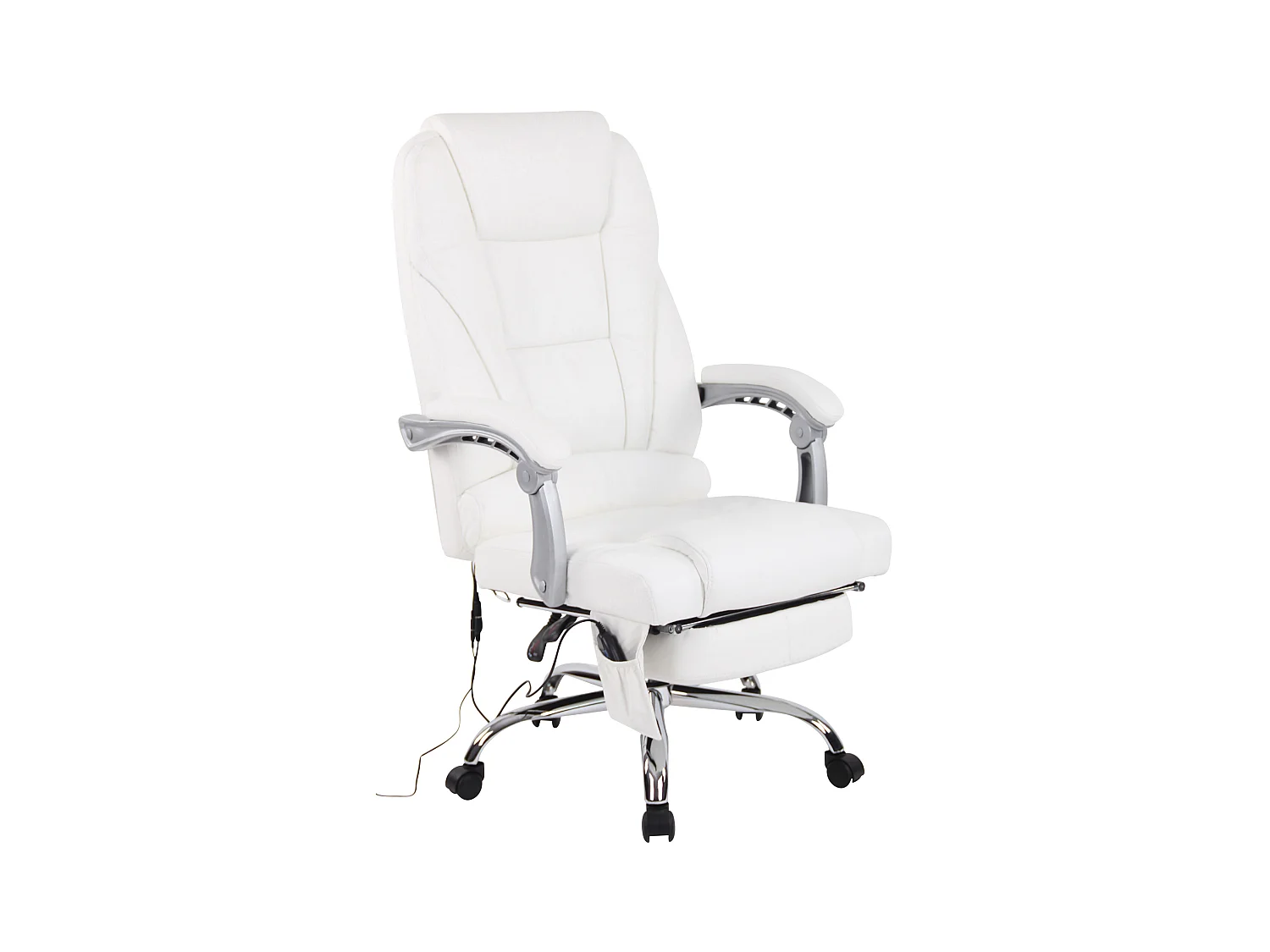 Chaise de bureau - Véritable cuir - Blanc - Pacific