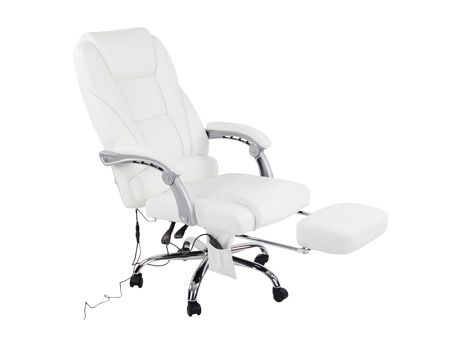 Chaise de bureau - Véritable cuir - Blanc - Pacific