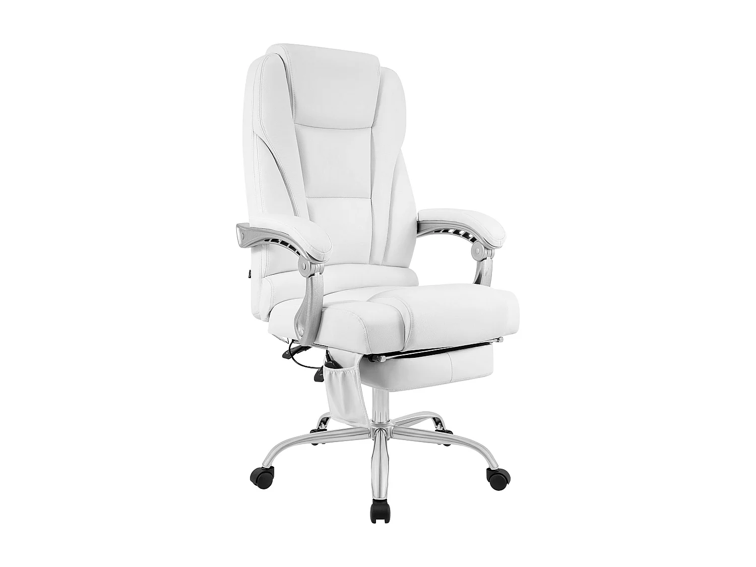 Chaise de bureau - Véritable cuir - Blanc - Pacific