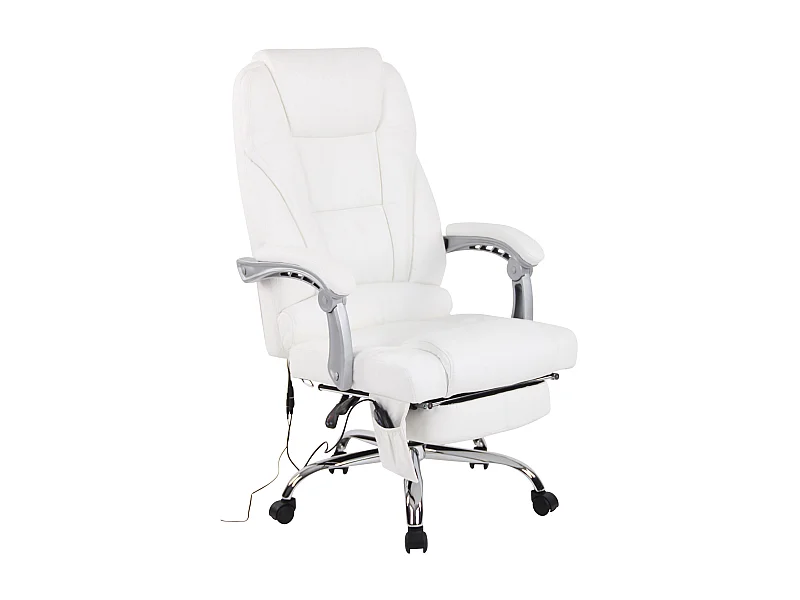 Chaise de bureau - Véritable cuir - Blanc - Pacific