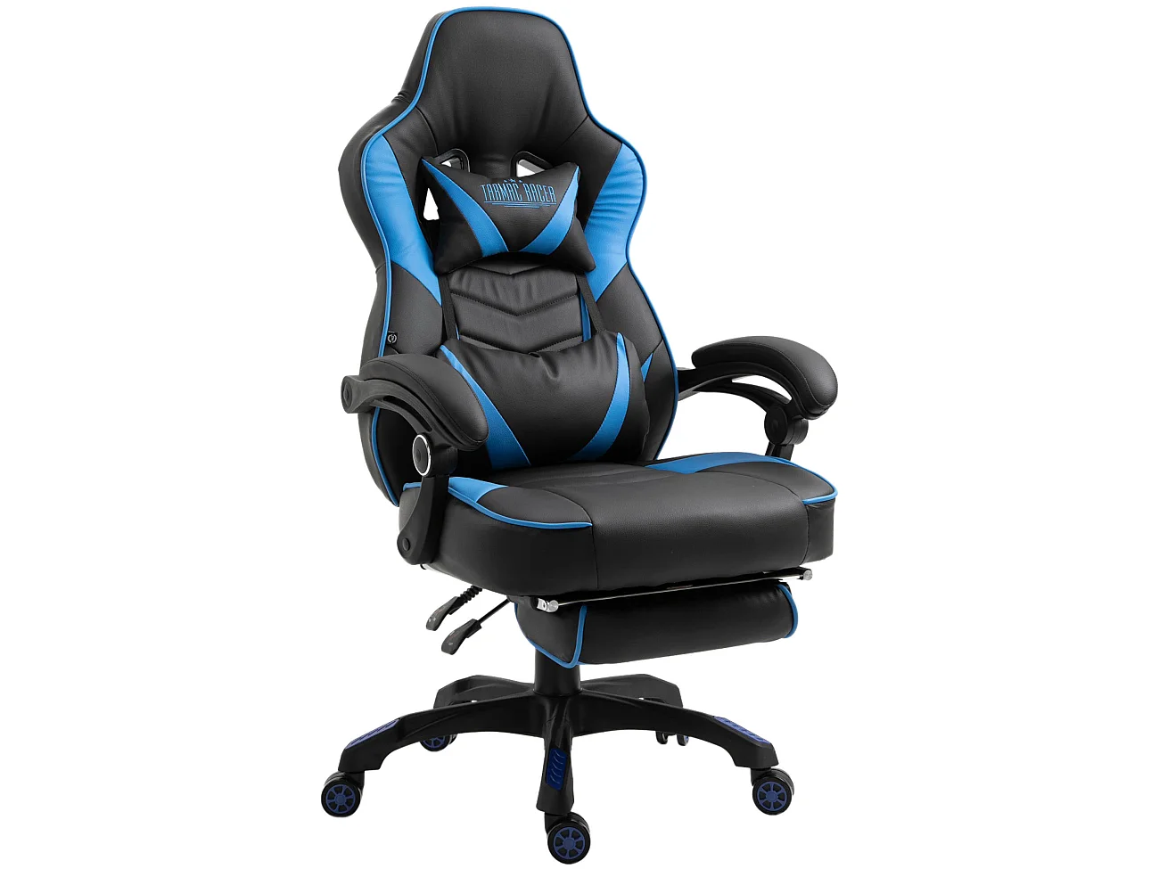 Chaise de bureau - Similicuir & Plastique - Noir / Bleu - Tilos