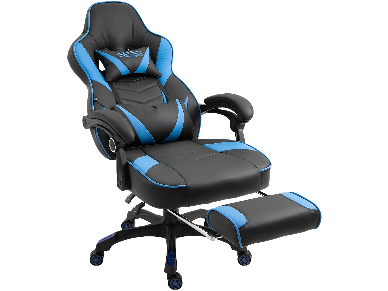 Chaise de bureau - Similicuir & Plastique - Noir / Bleu - Tilos