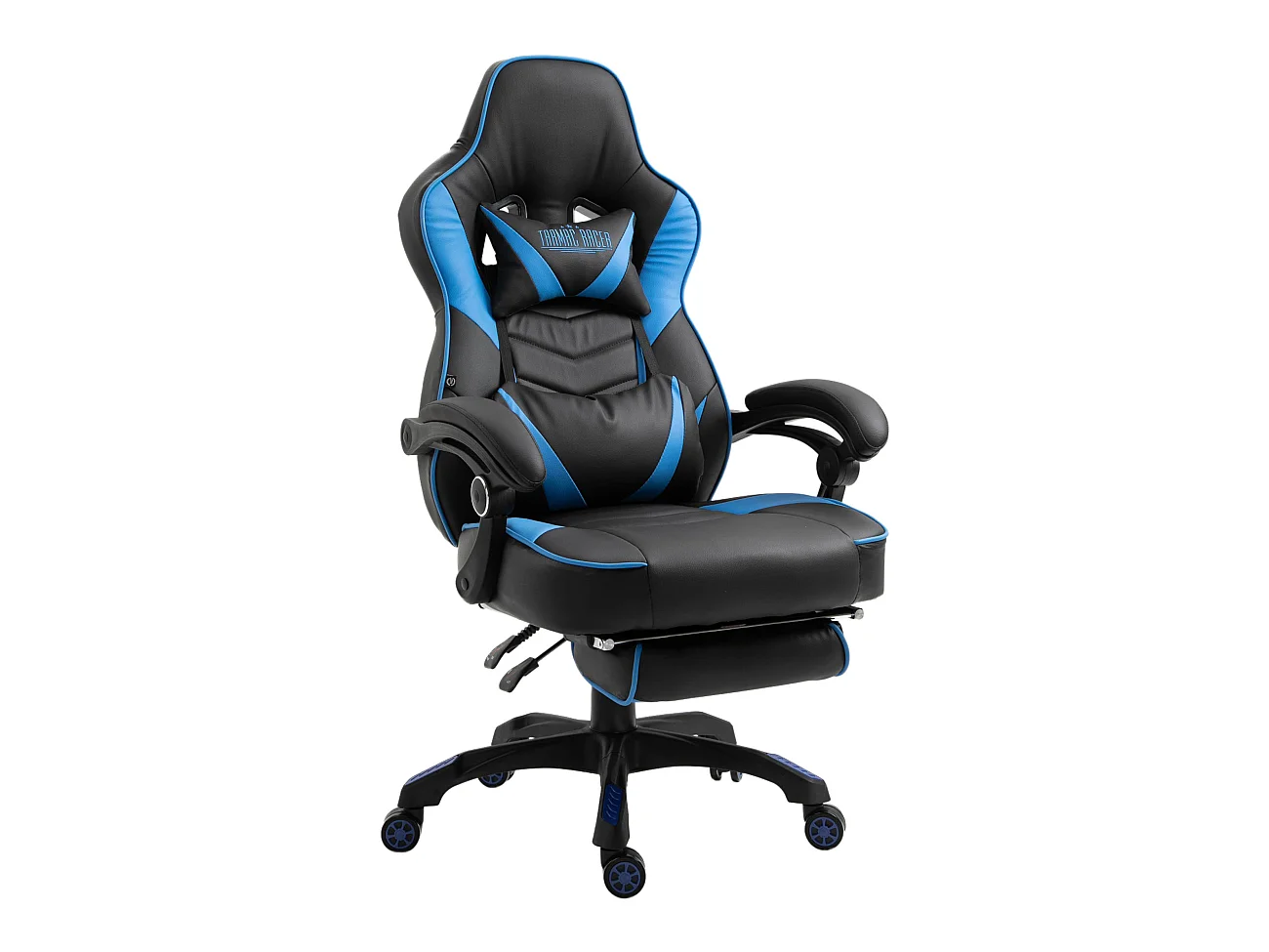 Chaise de bureau - Similicuir & Plastique - Noir / Bleu - Tilos