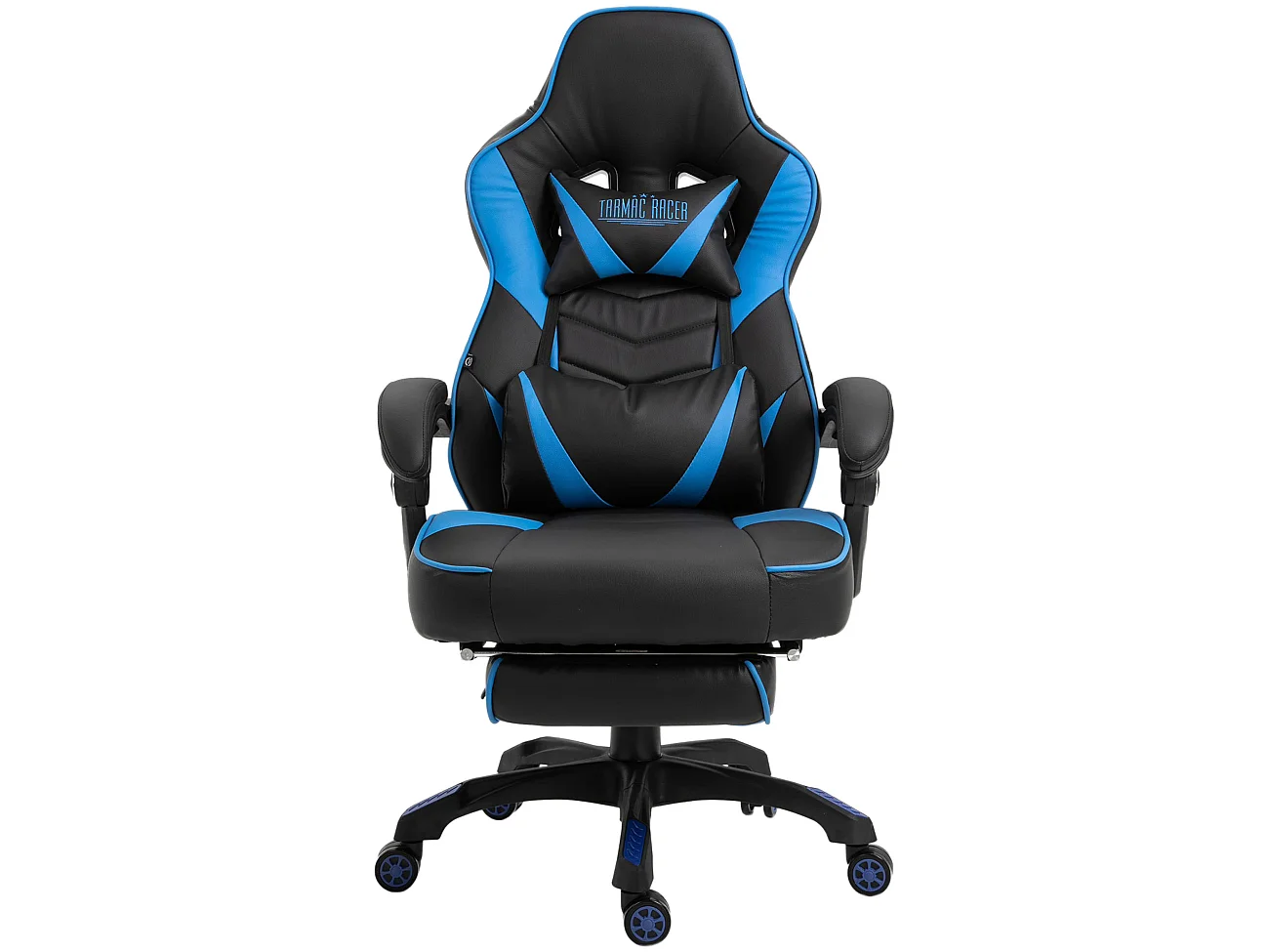 Chaise de bureau - Similicuir & Plastique - Noir / Bleu - Tilos