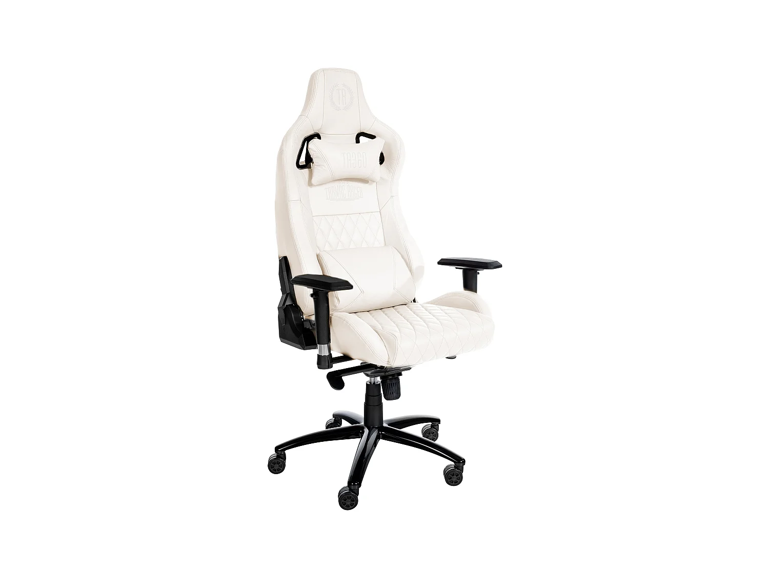 Chaise de bureau - Véritable cuir & Métal - Blanc - Keren