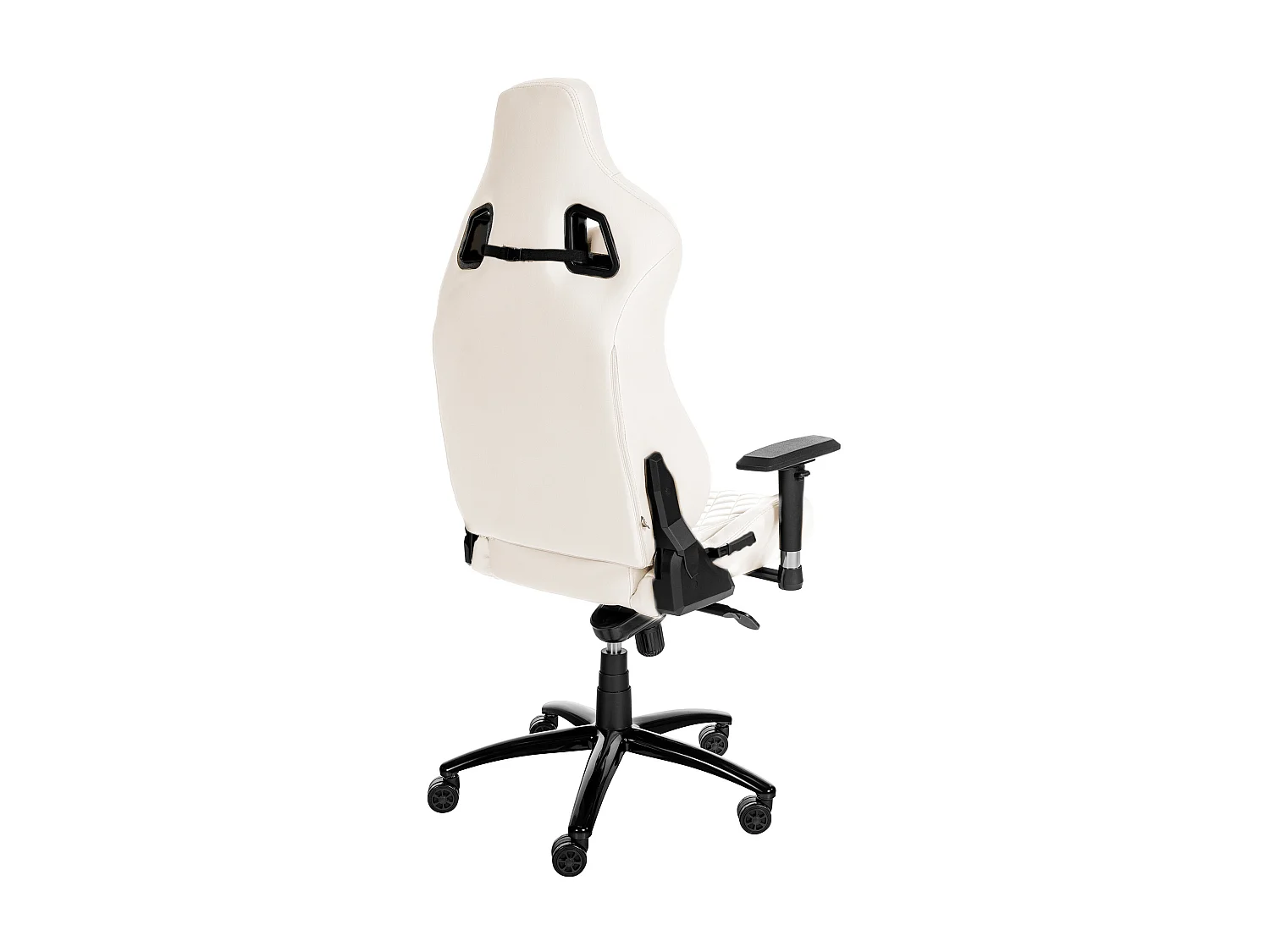 Chaise de bureau - Véritable cuir & Métal - Blanc - Keren