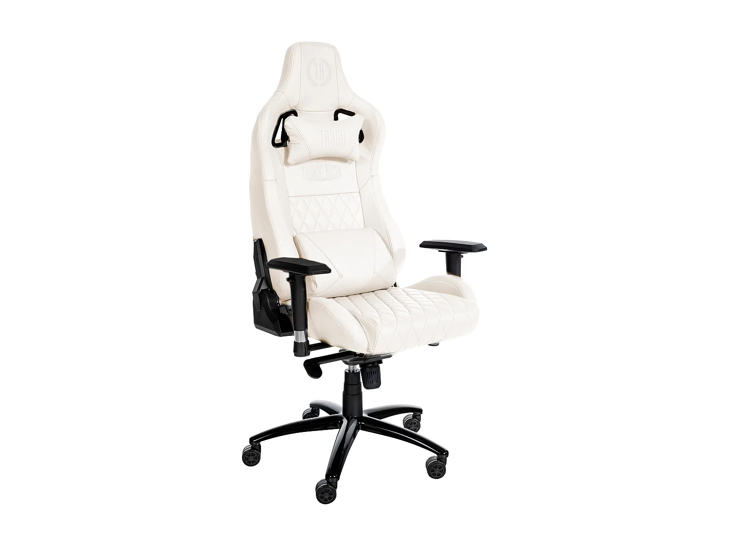 Chaise de bureau - Véritable cuir & Blanc - Blanc - Keren