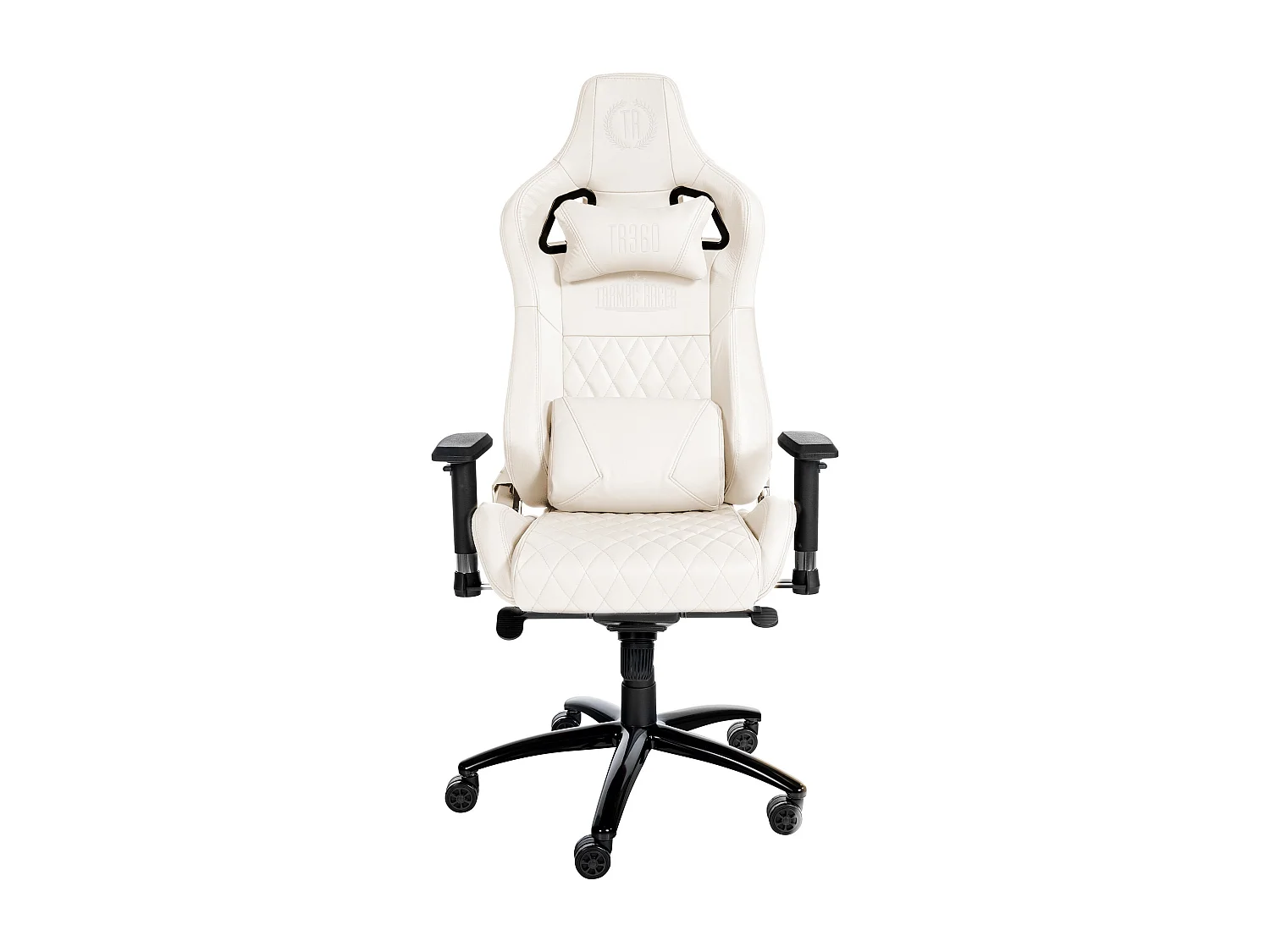 Chaise de bureau - Véritable cuir & Blanc - Blanc - Keren