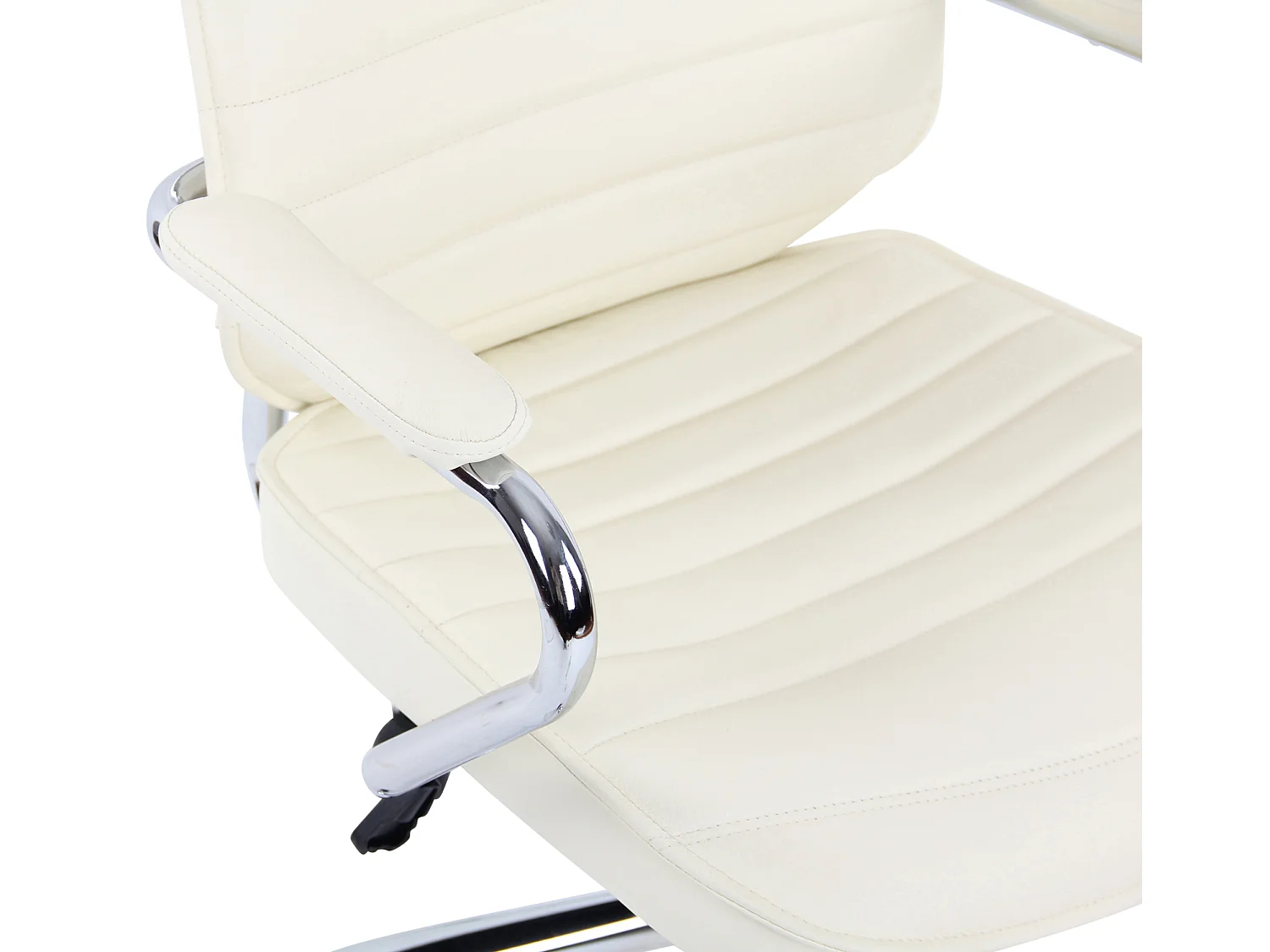 Bureaustoel - Echt leer & Metaal in chroomoptiek - creme - Rako