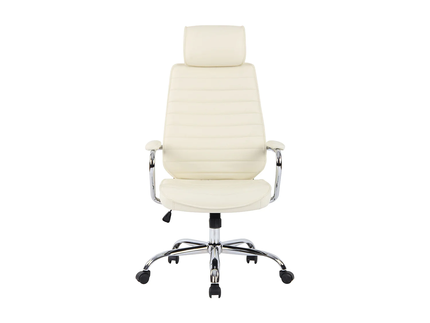 Chaise de bureau - Véritable cuir & Métal chromé - Crème - Rako