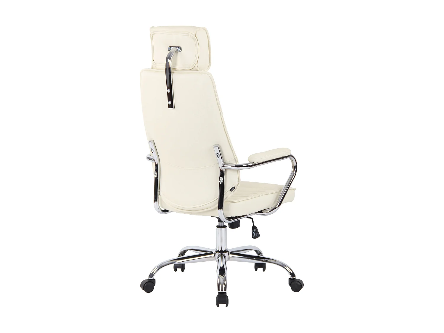 Chaise de bureau - Véritable cuir & Métal chromé - Crème - Rako