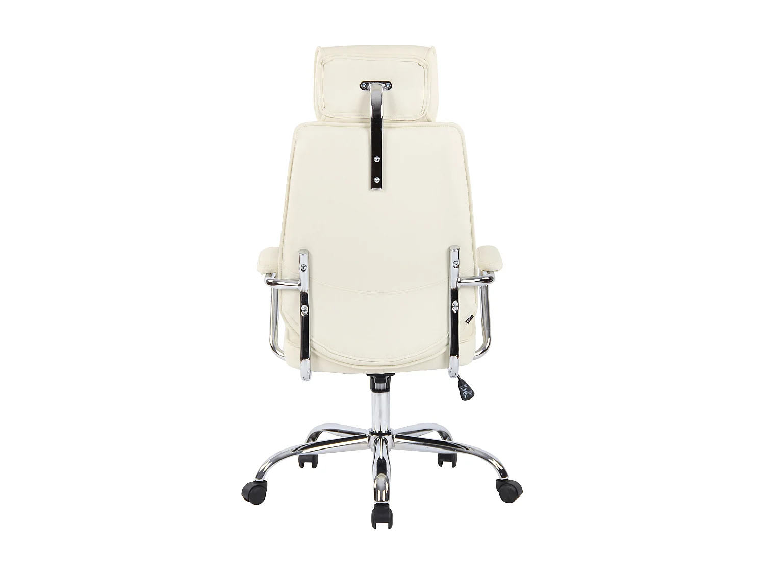 Chaise de bureau - Véritable cuir & Métal chromé - Crème - Rako