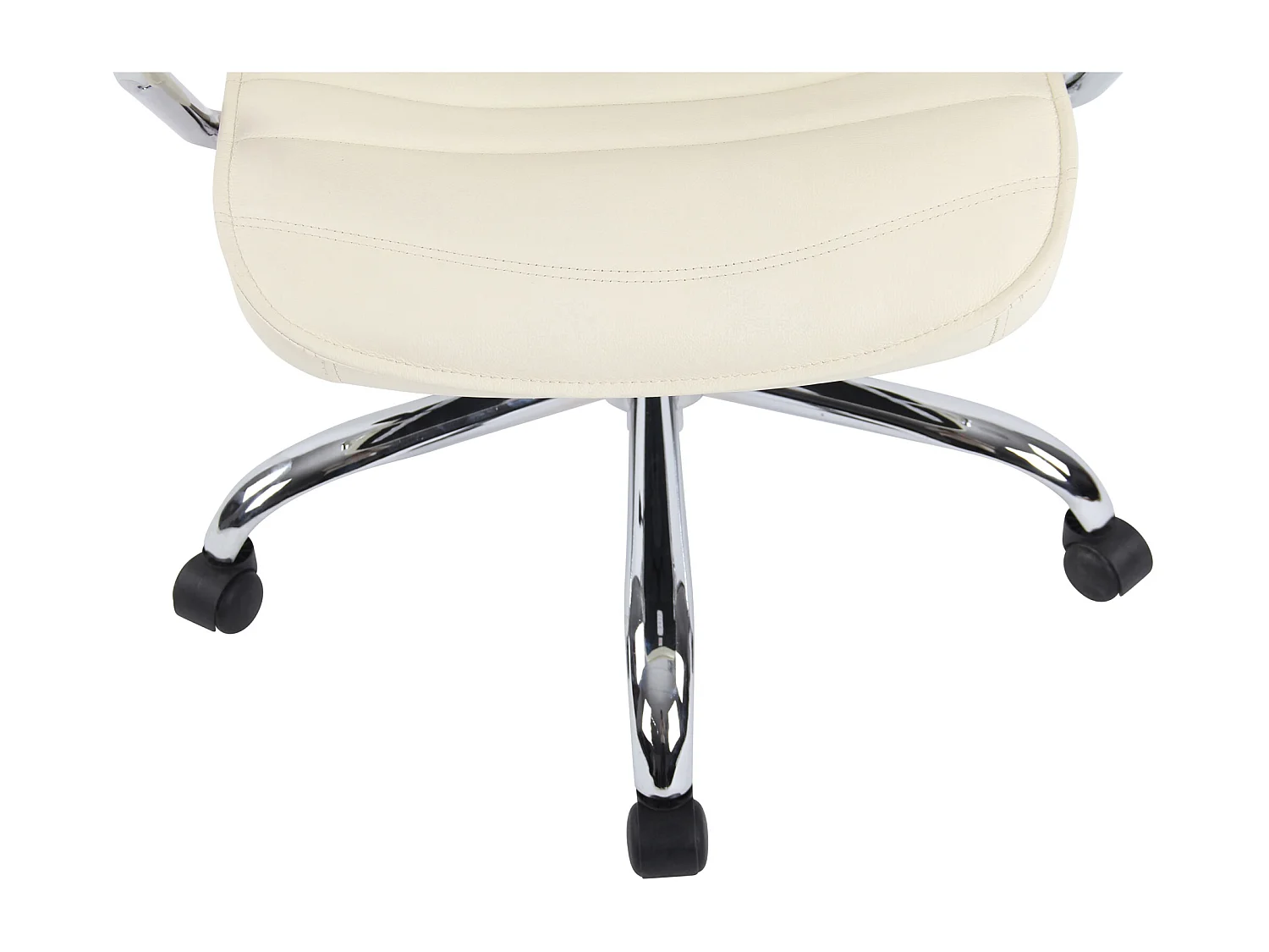 Chaise de bureau - Véritable cuir & Métal chromé - Crème - Rako