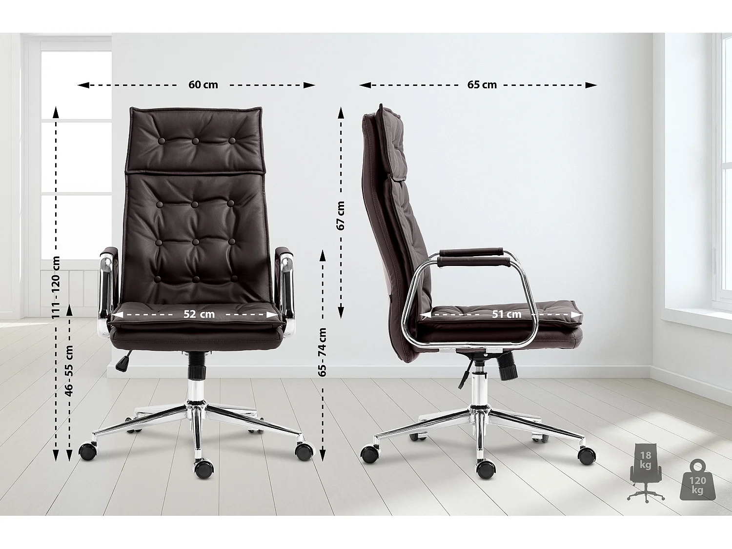 Bürosessel - Echtleder & natura - braun - Sotira