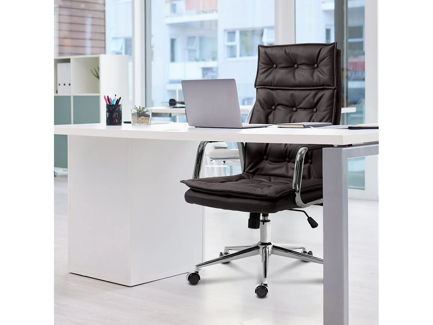 Bürosessel - Echtleder & natura - braun - Sotira