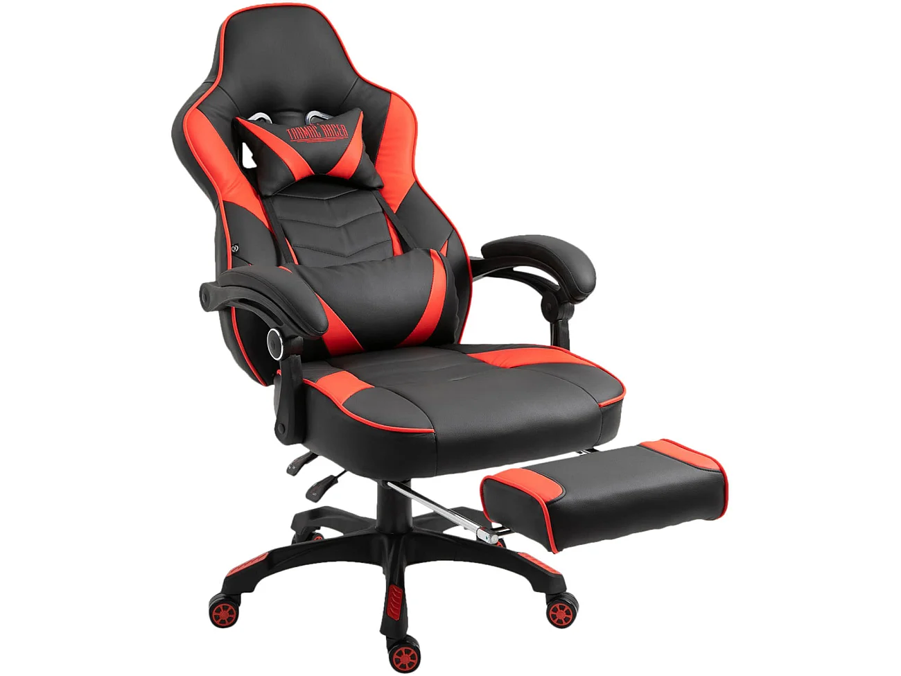 Chaise de bureau - Similicuir & Plastique - Noir / Rouge - Tilos