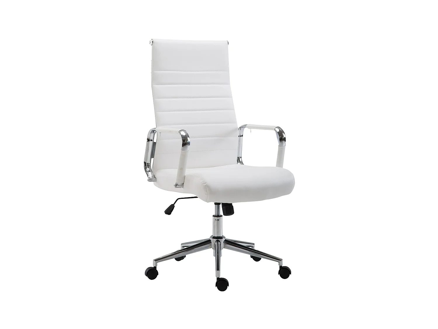 Chaise de bureau - Similicuir & Noyer - Blanc - Kolumbus
