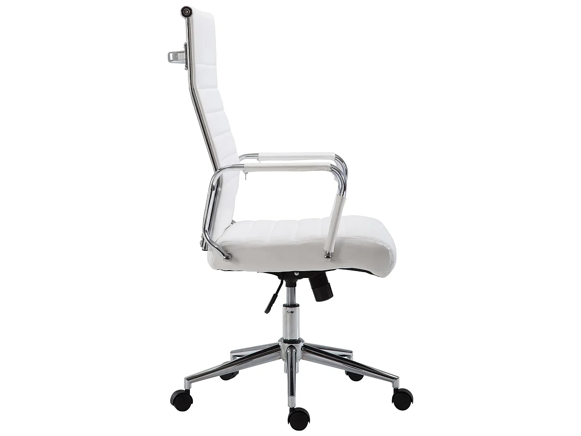 Bureaustoel - Kunstleer & walnoot - wit - Kolumbus