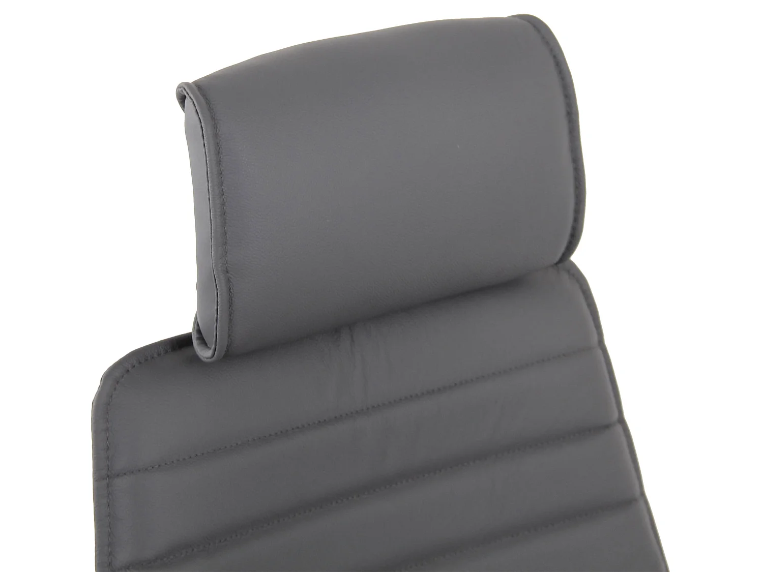 Chaise de bureau - Véritable cuir & Métal chromé - Gris - Rako