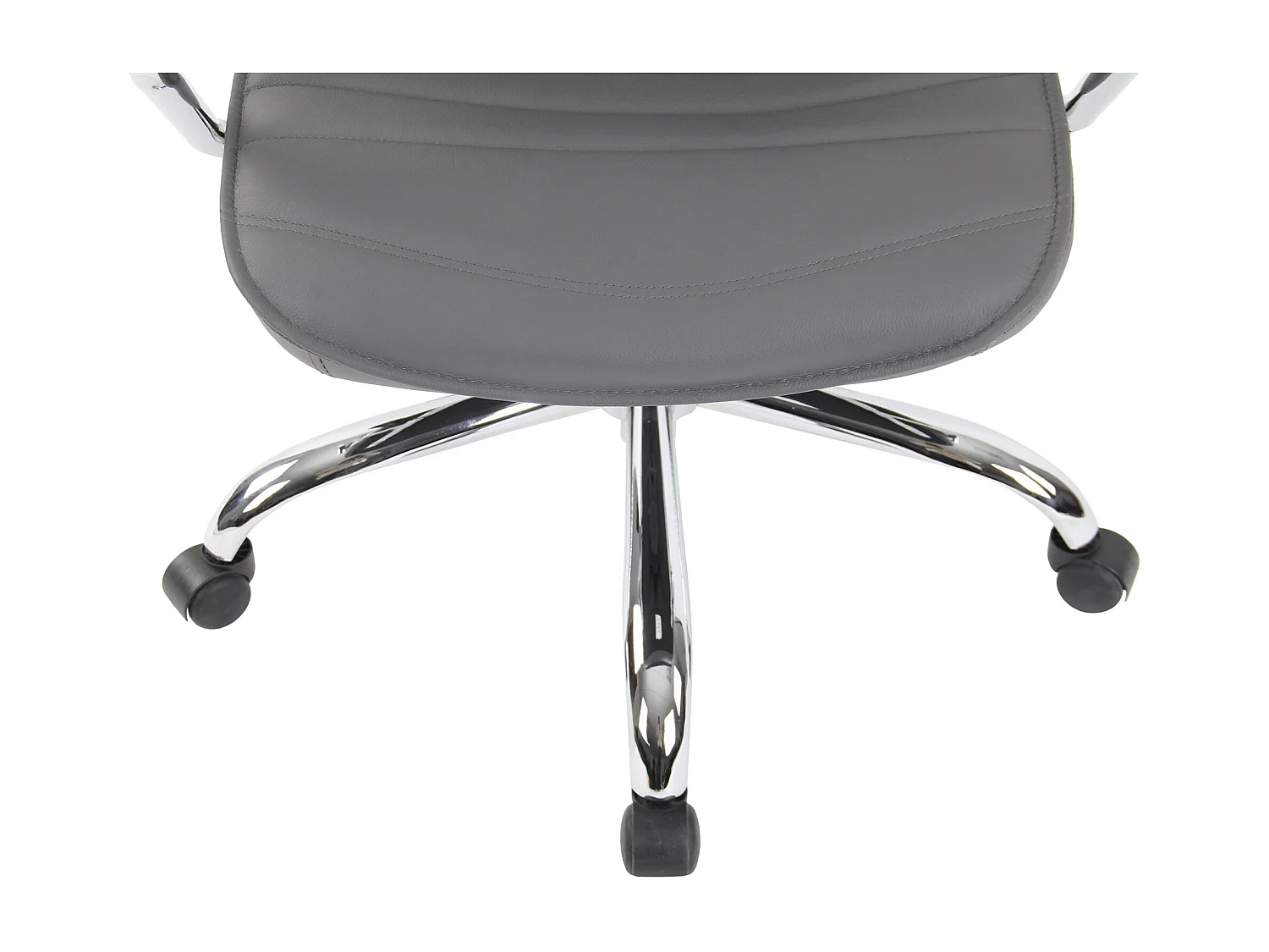 Chaise de bureau - Véritable cuir & Métal chromé - Gris - Rako