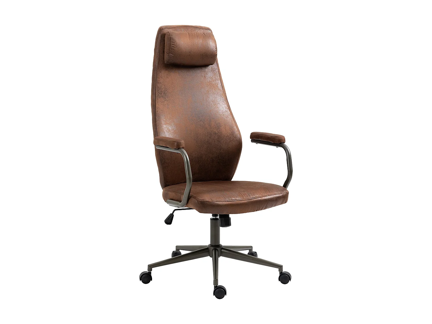 Chaise de bureau - Similicuir & Métal noir mat - Cognac - Pocatello