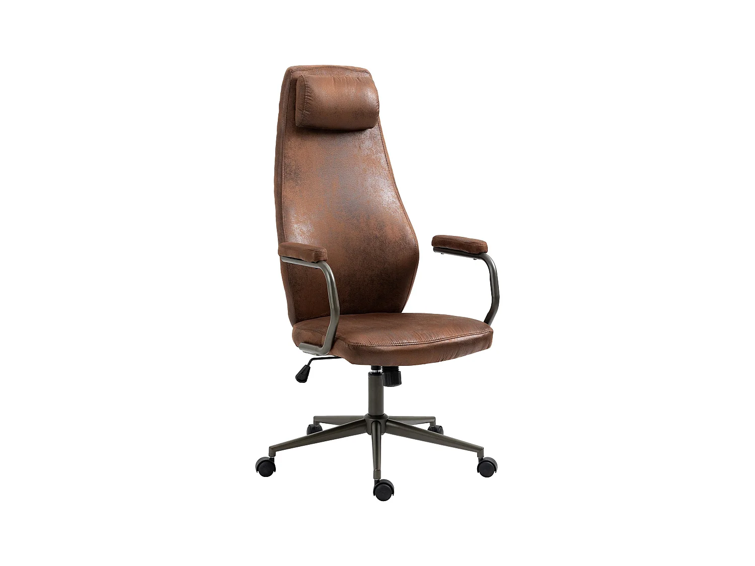 Chaise de bureau - Similicuir & Métal noir mat - Cognac - Pocatello