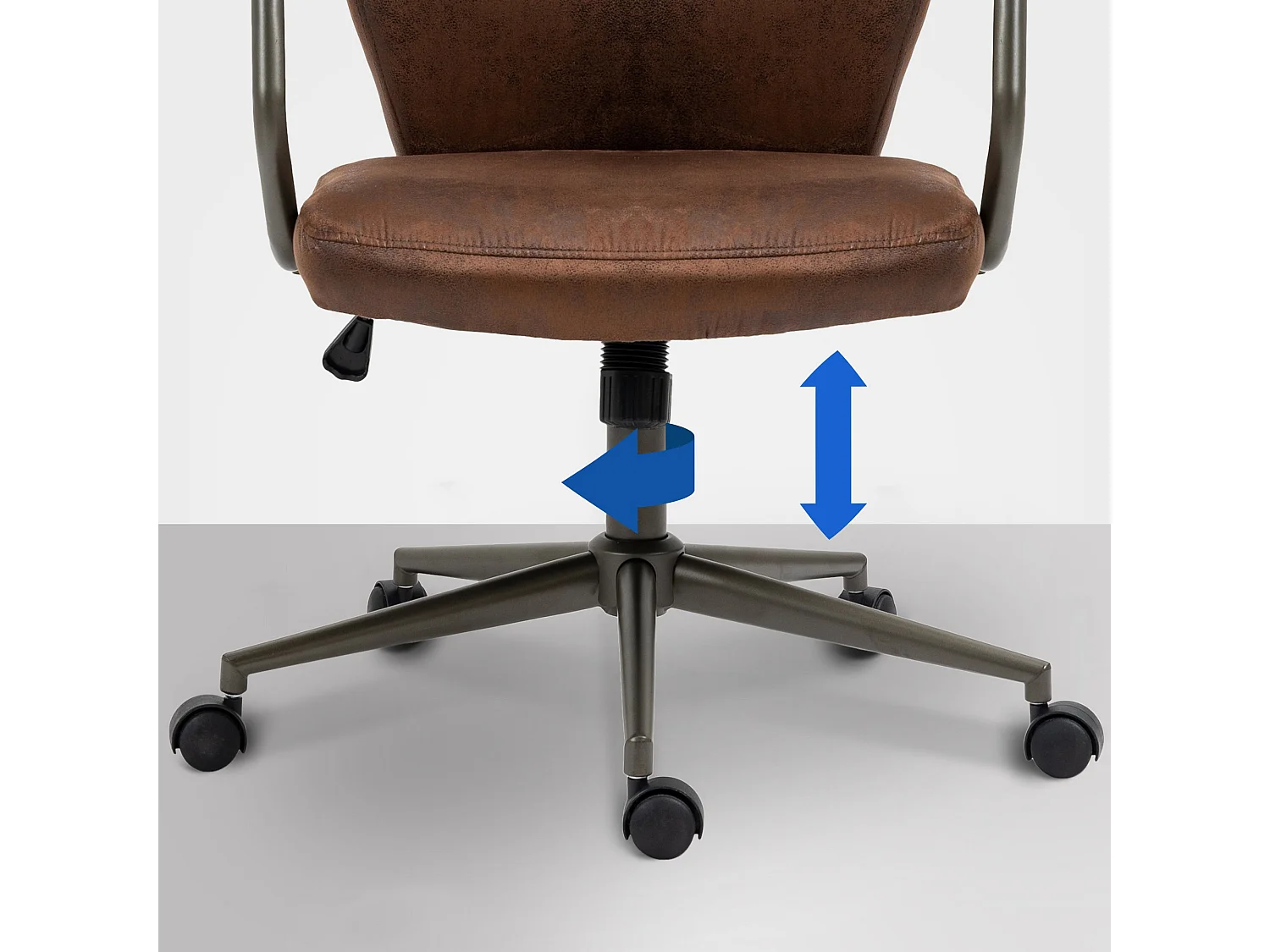 Chaise de bureau - Similicuir & Métal noir mat - Cognac - Pocatello