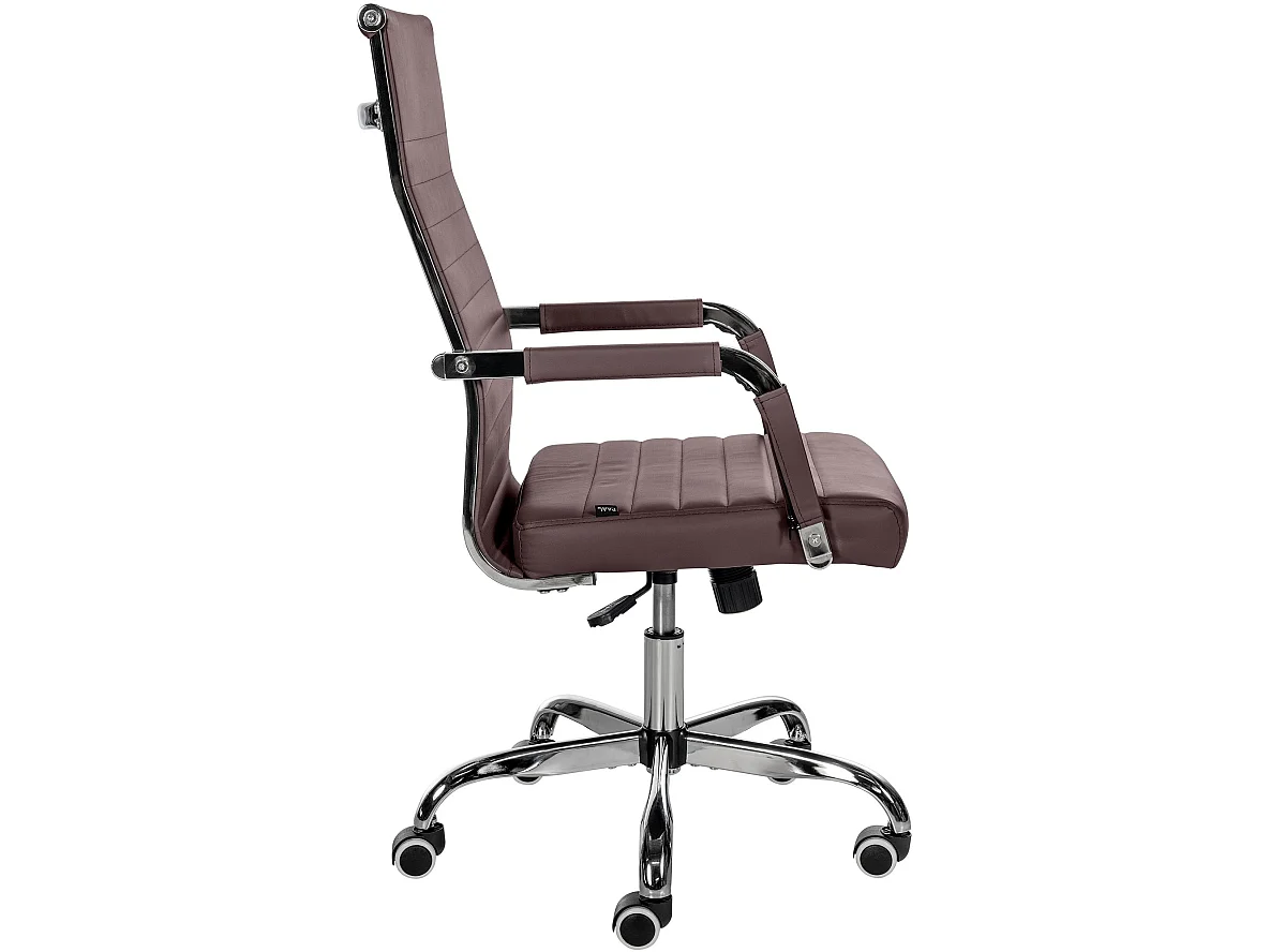 Chaise de bureau - Similicuir & Métal chromé - Marron - Amadora