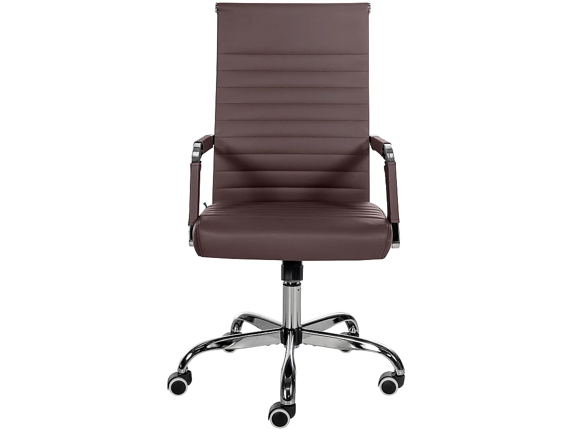 Chaise de bureau - Similicuir & Métal chromé - Marron - Amadora