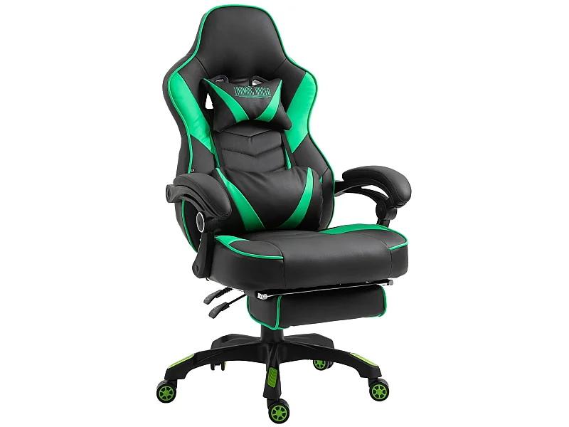 Chaise de bureau - Similicuir & Plastique - Noir / Vert - Tilos