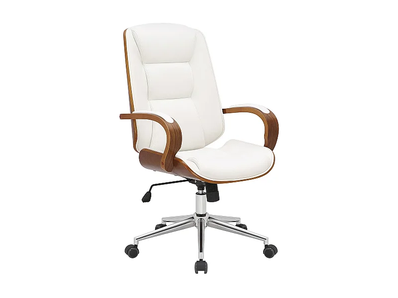 Chaise de bureau - Similicuir - Noyer / Blanc - Yankton