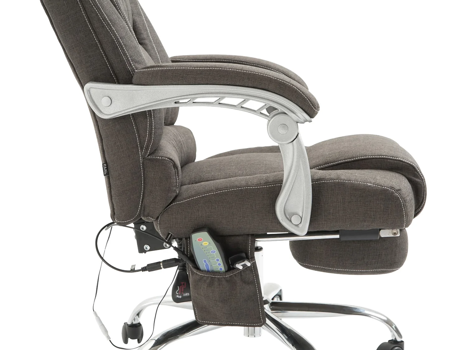 Chaise de bureau - Tissu & Métal chromé - Gris foncé - Pacific