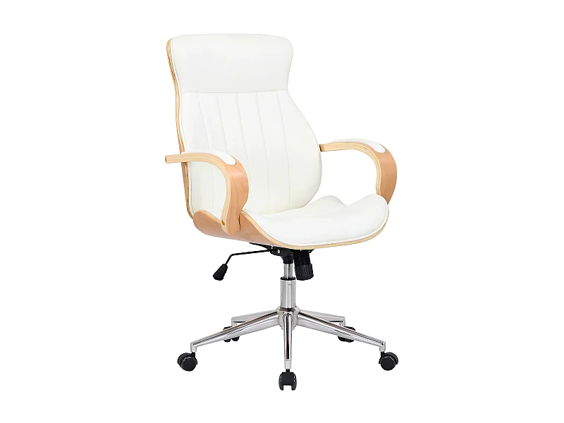 Chaise de bureau - Similicuir & Nature - Nature / Blanc - Melilla