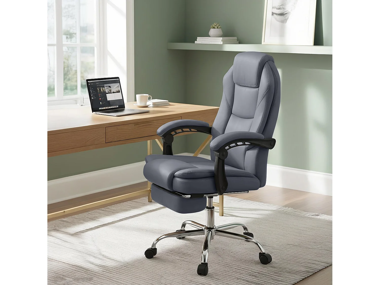 Chaise de bureau - Similicuir & Acier inoxydable - Gris - Castle