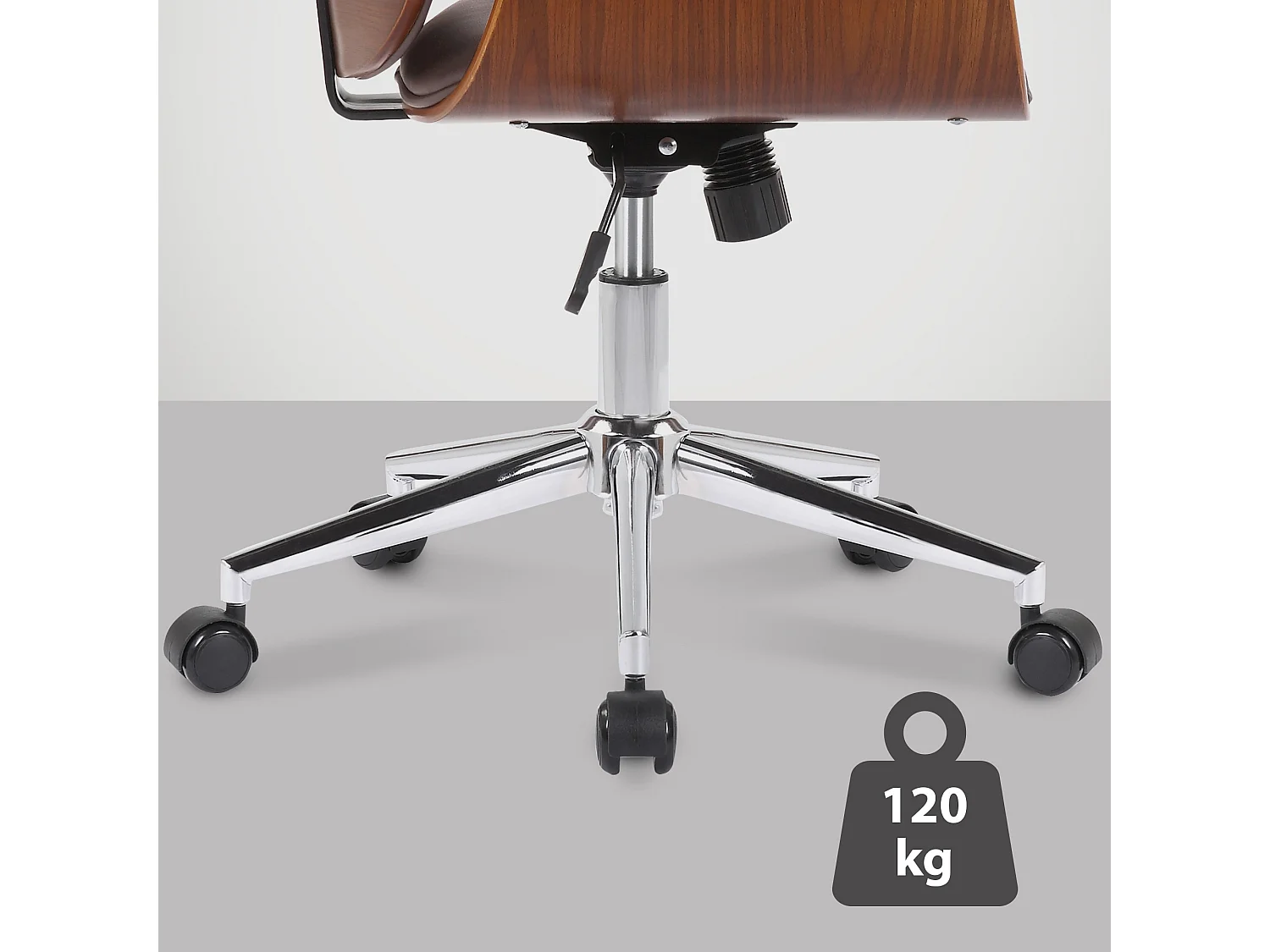 Bureaustoel - Hout & Metaal - walnoot/bruin - Kemberg