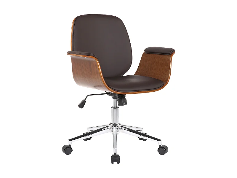 Chaise de bureau - Bois & Métal - Noyer / Marron - Kemberg