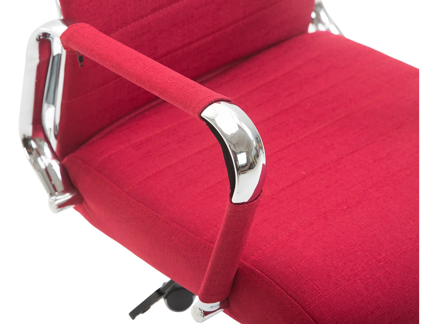 Chaise de bureau - Tissu & Noyer - Rouge - Kolumbus