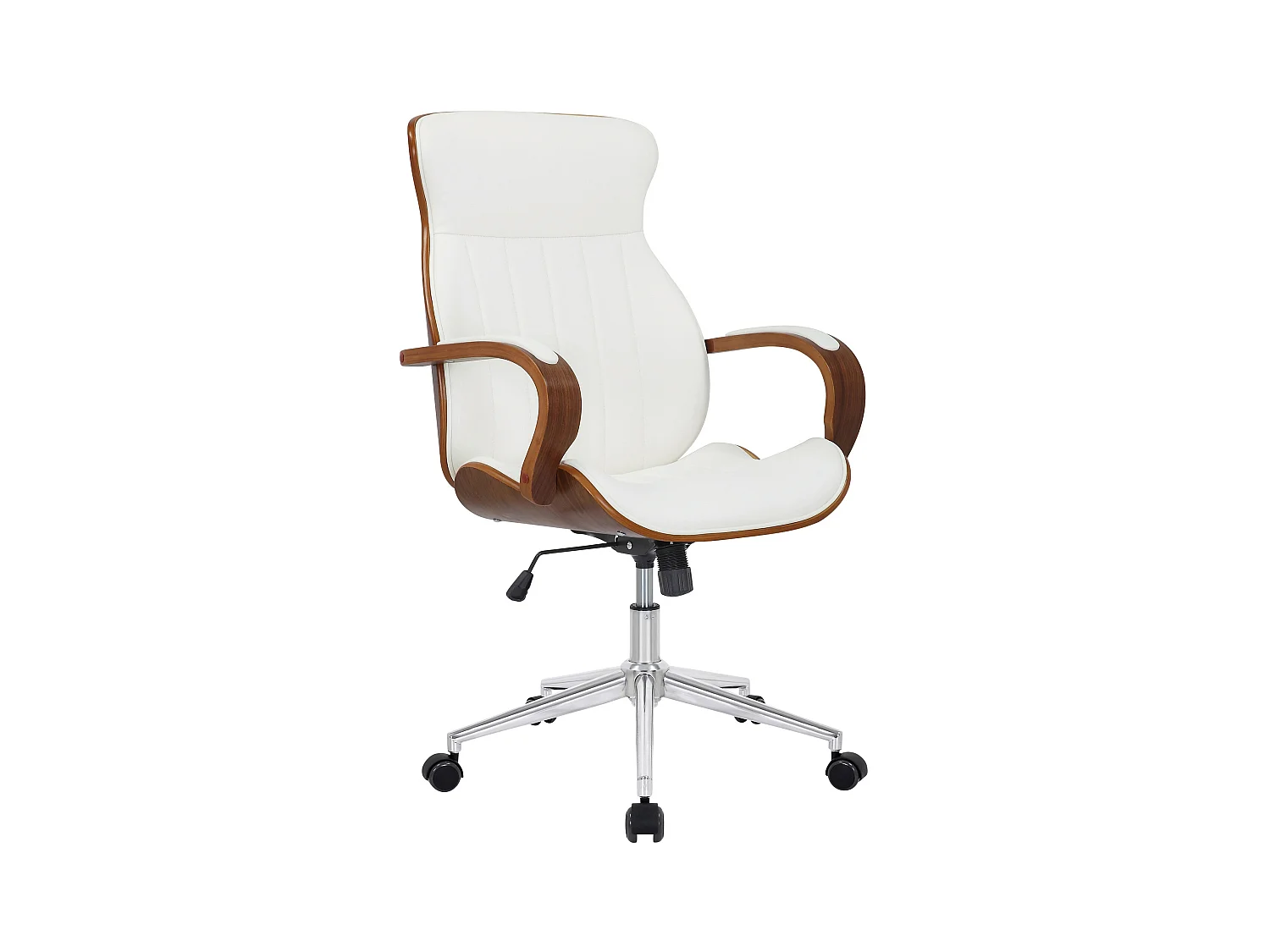 Chaise de bureau - Similicuir & Nature - Noyer / Blanc - Melilla