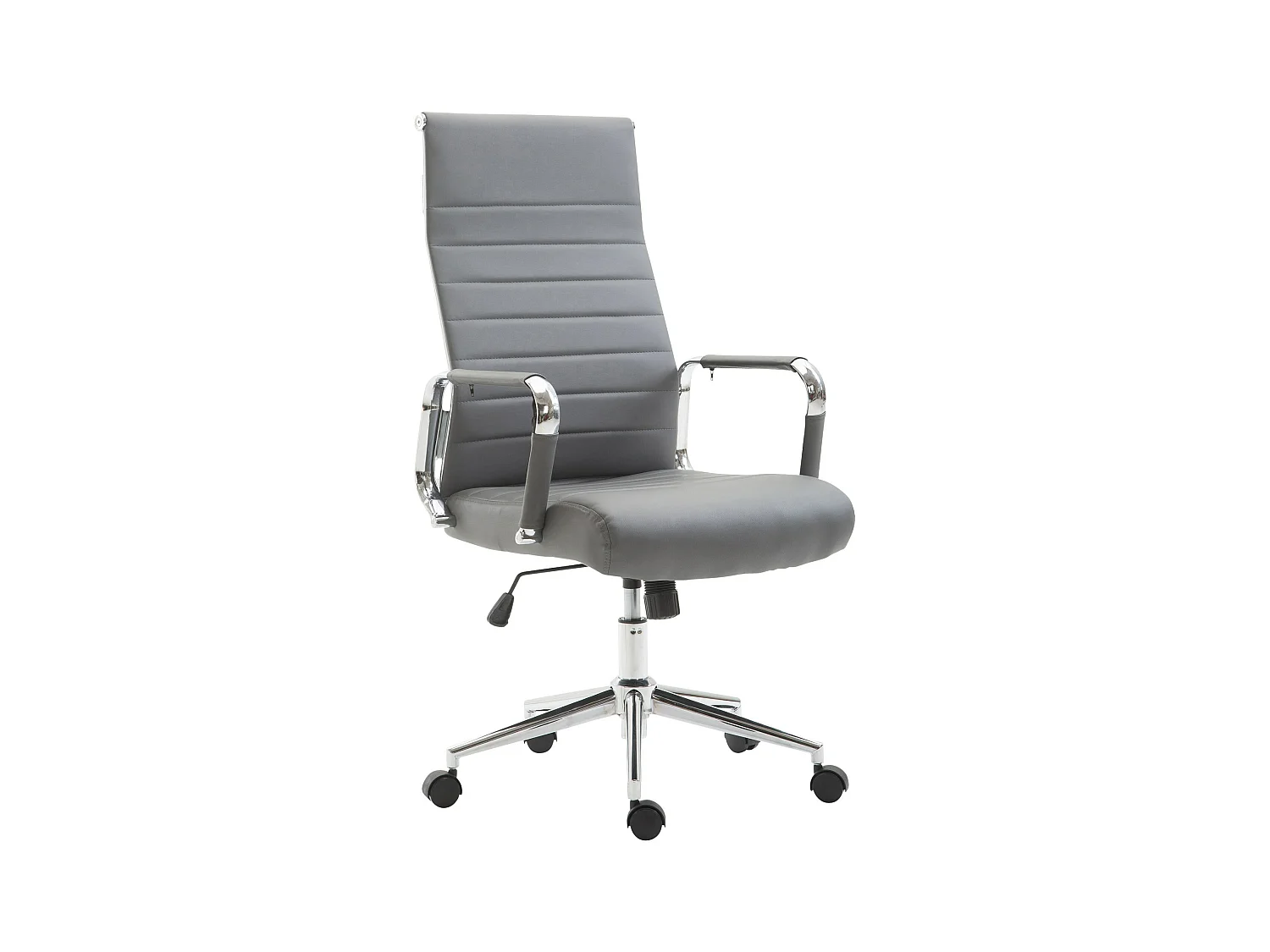 Chaise de bureau - Similicuir & Noyer - Gris - Kolumbus