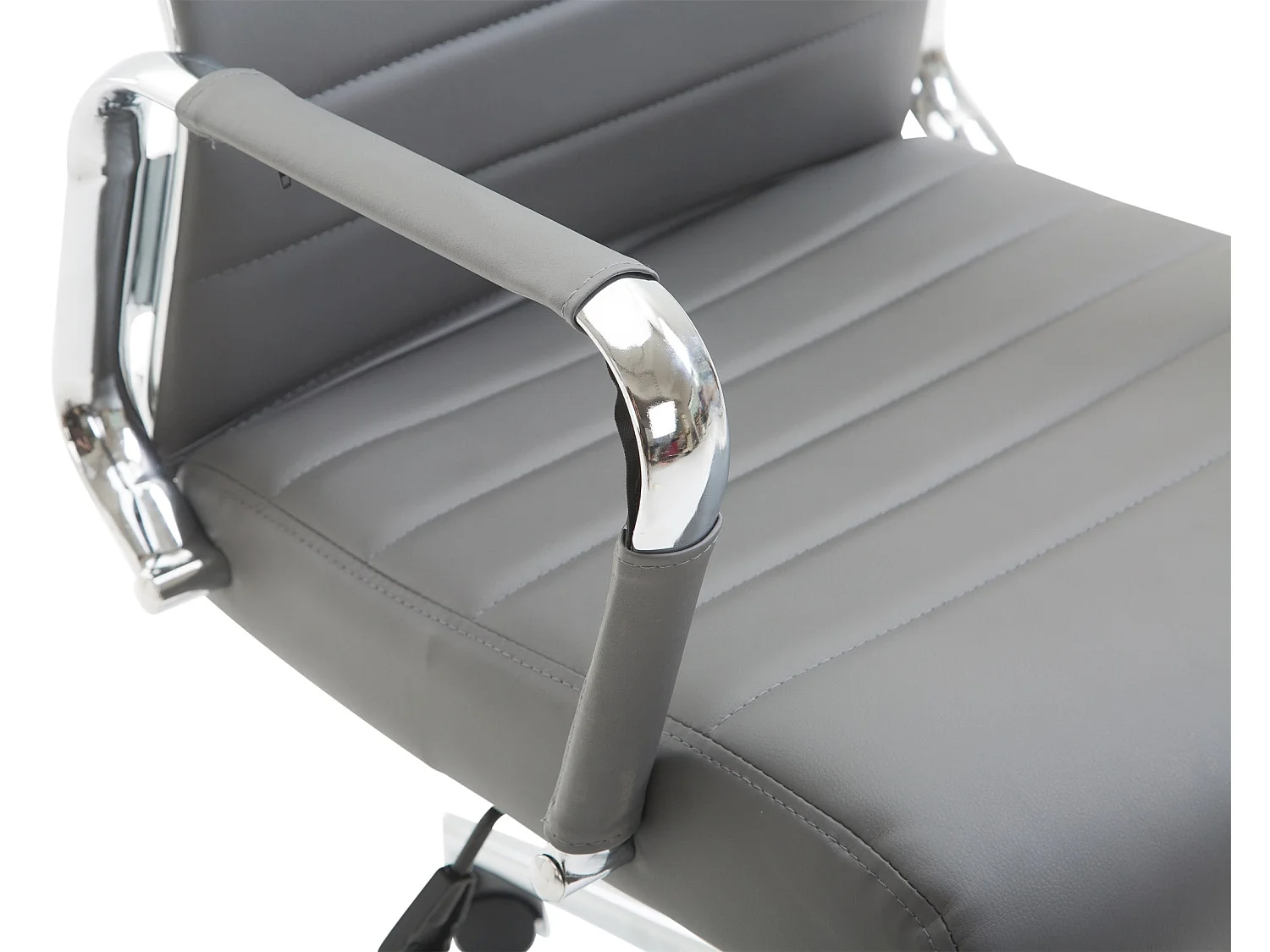 Chaise de bureau - Similicuir & Noyer - Gris - Kolumbus