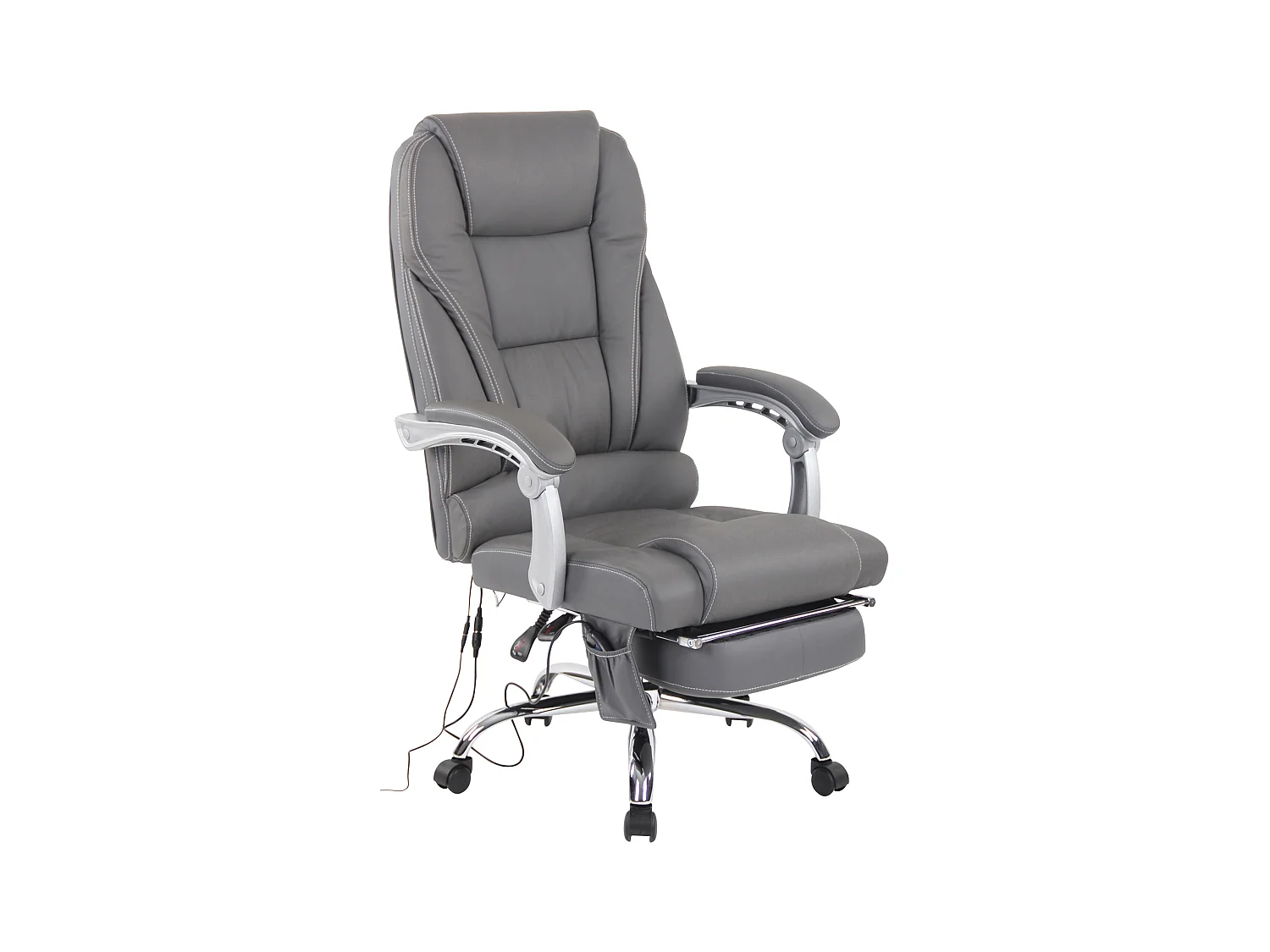 Chaise de bureau - Véritable cuir - Gris - Pacific