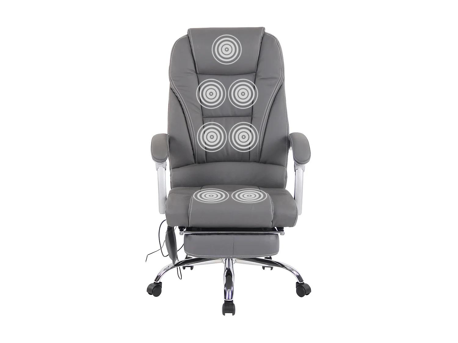 Chaise de bureau - Véritable cuir - Gris - Pacific