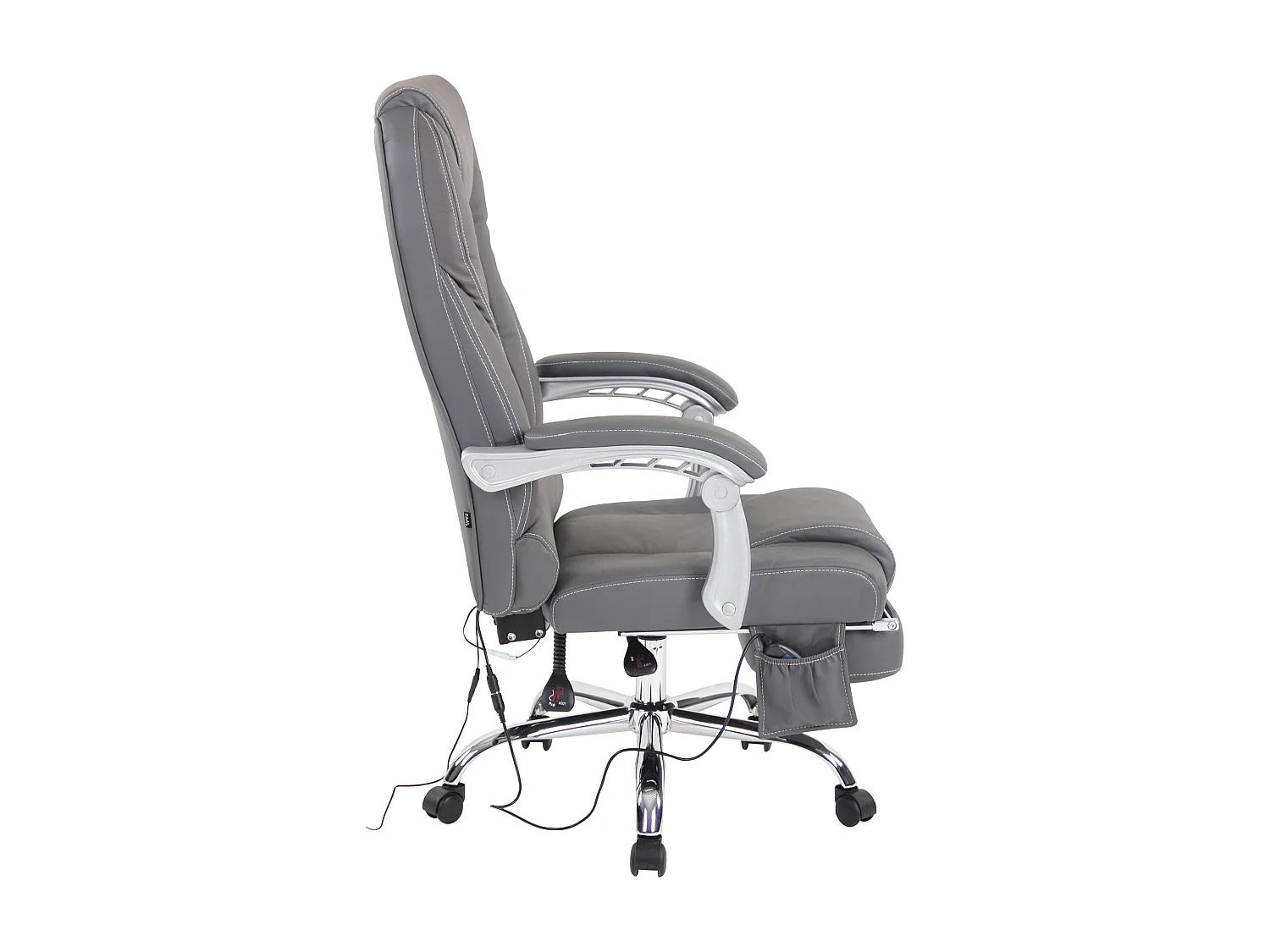 Chaise de bureau - Véritable cuir - Gris - Pacific