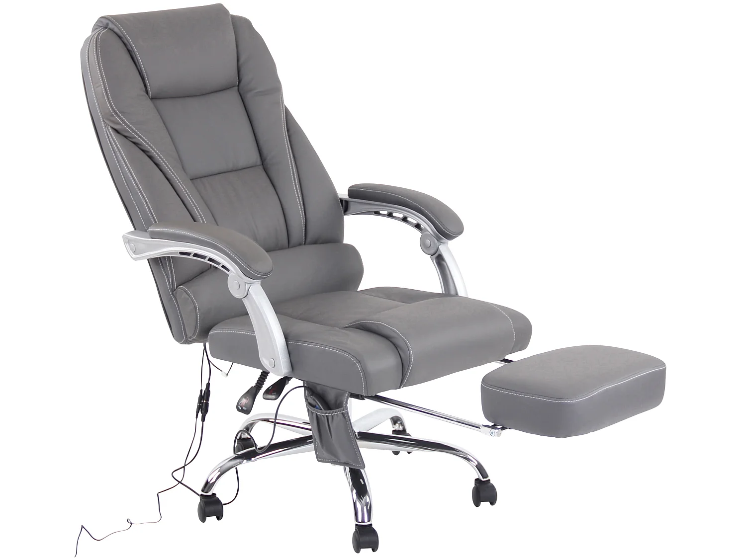 Chaise de bureau - Véritable cuir - Gris - Pacific