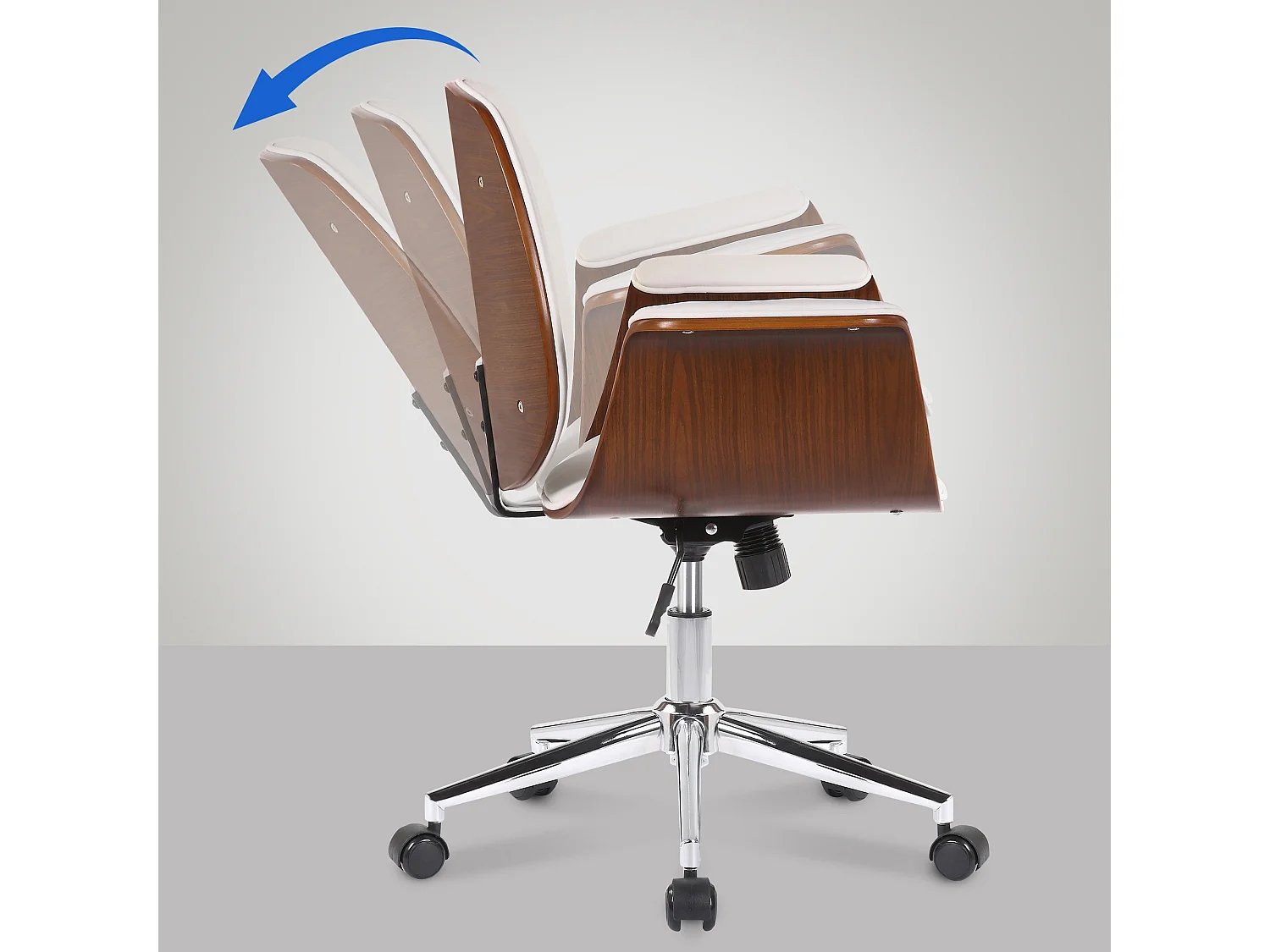 Chaise de bureau - Bois & Métal - Noyer / Blanc - Kemberg
