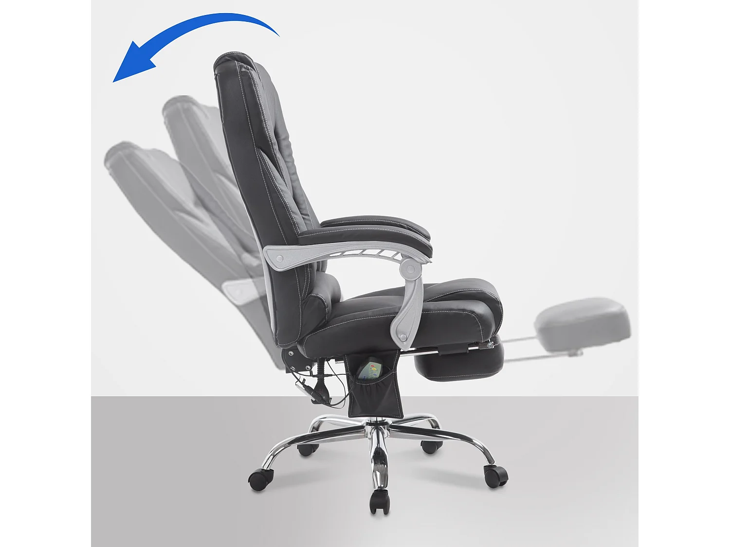 Chaise de bureau - Similicuir & Métal chromé - Noir - Pacific