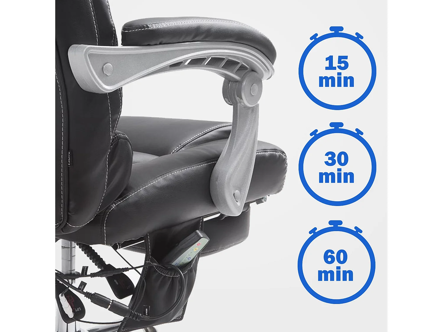 Chaise de bureau - Similicuir & Métal chromé - Noir - Pacific