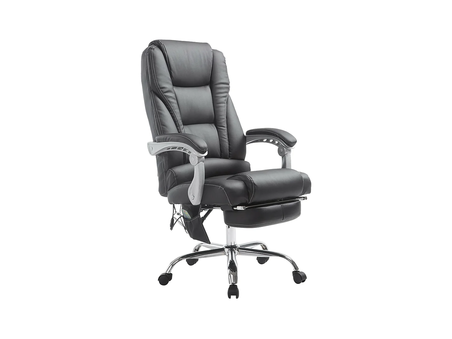 Chaise de bureau - Similicuir & Métal chromé - Noir - Pacific