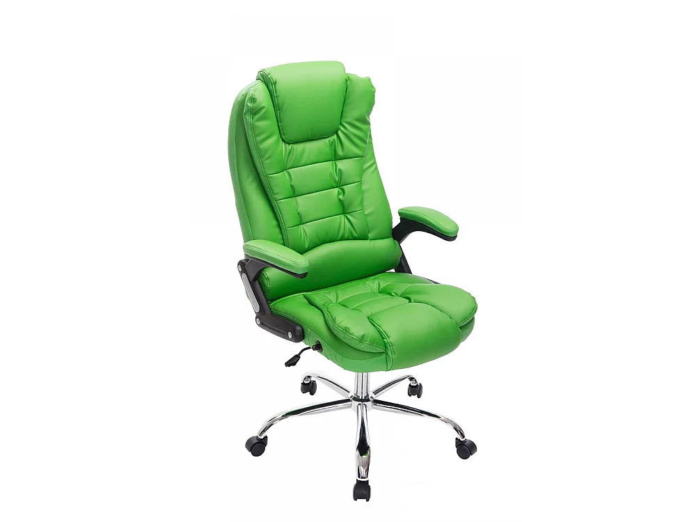 Chaise de bureau - Similicuir & Métal chromé - Vert - Thor