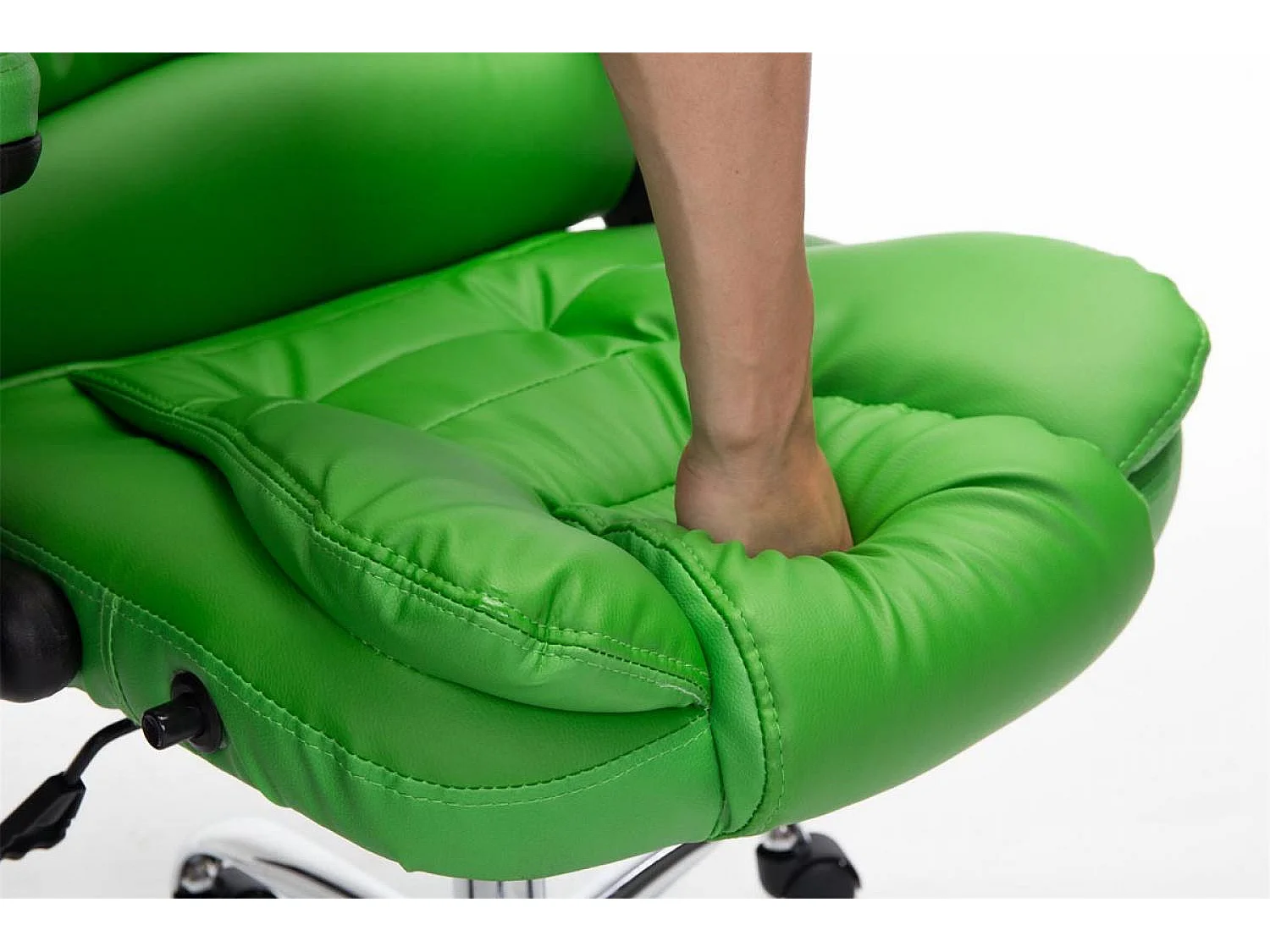 Chaise de bureau - Similicuir & Métal chromé - Vert - Thor